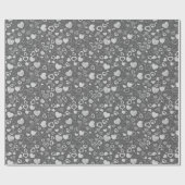 Papier Cadeau Luxe Moderne Élégant Amour Argent Coeur (Plat)