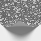 Papier Cadeau Luxe Moderne Élégant Amour Argent Coeur (Coin)