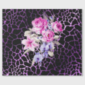 Papier Cadeau Luxe moderne violet Rose noir Tigar (Plat)