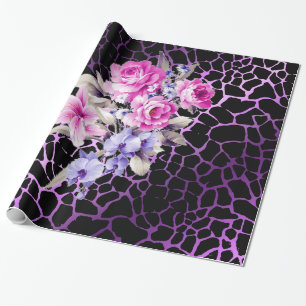 Papier Cadeau Luxe moderne violet Rose noir Tigar