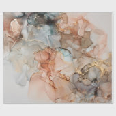 Papier Cadeau Luxe naturel peinture abstraite d'art fluide en al (Plat)