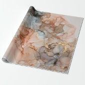 Papier Cadeau Luxe naturel peinture abstraite d'art fluide en al (Déroulé)