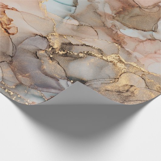 Papier Cadeau Luxe naturel peinture abstraite d'art fluide en al (Coin)