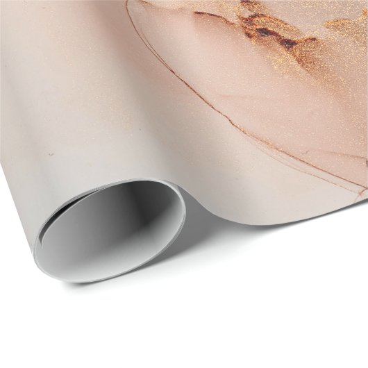 Papier Cadeau Luxe naturel peinture abstraite d'art fluide en al (Coin rond)