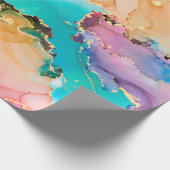 Papier Cadeau Luxe naturel peinture abstraite d'art fluide en al (Coin)