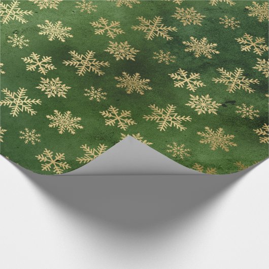 PAPIER CADEAU LUXE OR VERT NOËL NOËL LAVE À NEIGE (Coin)