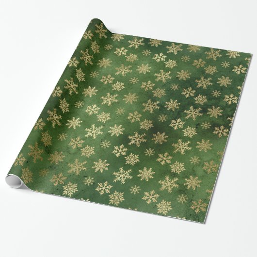 PAPIER CADEAU LUXE OR VERT NOËL NOËL LAVE À NEIGE (Déroulé)