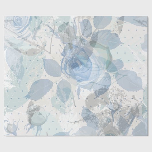 Papier Cadeau Luxe Rose bleue (Plat)