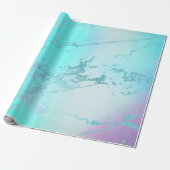 Papier Cadeau Luxe Tiffany Aqua Mint Blue Pastel Marbre violet (Déroulé)