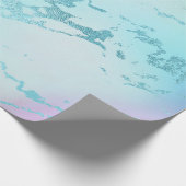 Papier Cadeau Luxe Tiffany Aqua Mint Blue Pastel Marbre violet (Coin)