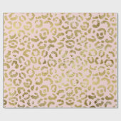 Papier Cadeau Luxueux Empreinte de léopard Glam Gold Light Pink (Plat)