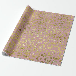 Papier Cadeau Luxueux Empreinte de léopard Glam Gold Pink