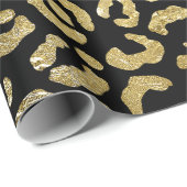 Papier Cadeau Luxueux Glam Gold Empreinte de léopard noir (Coin rond)