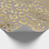Papier Cadeau Luxueux Glam Gold Taupe Empreinte de léopard (Coin)