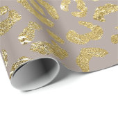 Papier Cadeau Luxueux Glam Gold Taupe Empreinte de léopard (Coin rond)