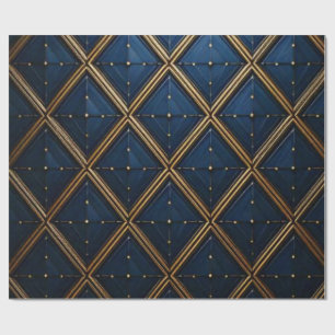 Papier Cadeau Luxueux Navy Or Géométrique Diamant Wrap