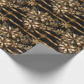 Papier Cadeau Luxueux Snowflakes Black Gold Bow Noël (Coin)