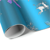 Papier Cadeau Luxurious Blue Christmas (Coin rond)
