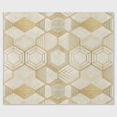 Papier Cadeau Luxurious Gold Hexagon Pattern - Marble Texture 2 (Plat)