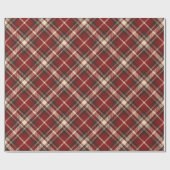 Papier Cadeau Luxury Burgundy and Cream Diagonal Tartan Plaid (Plat)