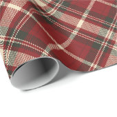 Papier Cadeau Luxury Burgundy and Cream Diagonal Tartan Plaid (Coin rond)