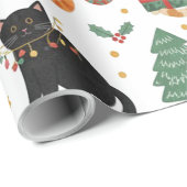 Papier Cadeau Luxury Cat Christmas Wrapping Paper Festive Feline (Coin rond)