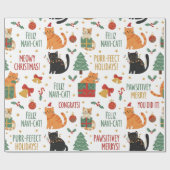 Papier Cadeau Luxury Cat Christmas Wrapping Paper Festive Feline (Plat)