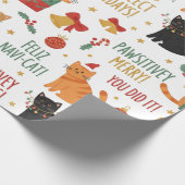 Papier Cadeau Luxury Cat Christmas Wrapping Paper Festive Feline (Coin)