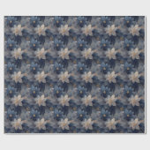 Papier Cadeau Luxury Christmas Blue and White Poinsettia Gift  (Plat)