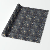 Papier Cadeau Luxury Christmas Navy and Cream Floral Gift  (Déroulé)