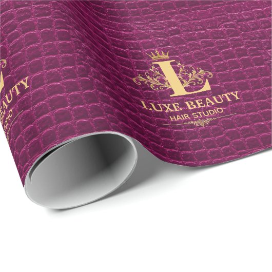 Papier Cadeau Luxury Crocodile Leather Monogram Gold Initial (Coin rond)