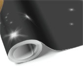 Papier Cadeau Luxury Designer Black & Gold Liquid Swirl Pattern (Coin rond)