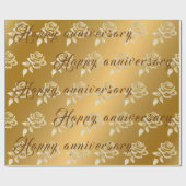 Papier Cadeau Luxury Diamond Rose Happy Gold 50e Anniversaire (Plat)