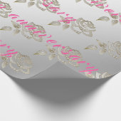 Papier Cadeau Luxury Diamond Rose Happy Silver 25e anniversaire (Coin)