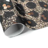 Papier Cadeau Luxury Glitter Brown Black Gold Leopard Pattern (Coin rond)