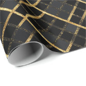 Papier Cadeau Luxury Gold Black Diamond Geometric pattern (Coin rond)