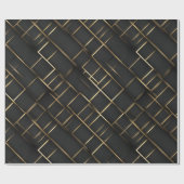 Papier Cadeau Luxury Gold Black Diamond Geometric pattern (Plat)