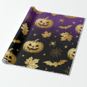 Papier Cadeau Luxury Gold Glitter Halloween Gift Wrap (Déroulé)