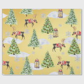 Papier Cadeau Luxury Golden Reindeer Christmas Tree Whimsical  (Plat)