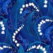 Papier Cadeau Lys bleu et blanc enchantés de la vallée Floral