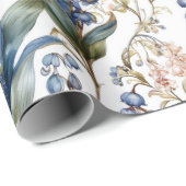 Papier Cadeau Lys de la vallée et Hawthorn modèle floral (Coin rond)