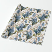 Papier Cadeau Lys de la vallée et Hawthorn modèle floral (Déroulé)