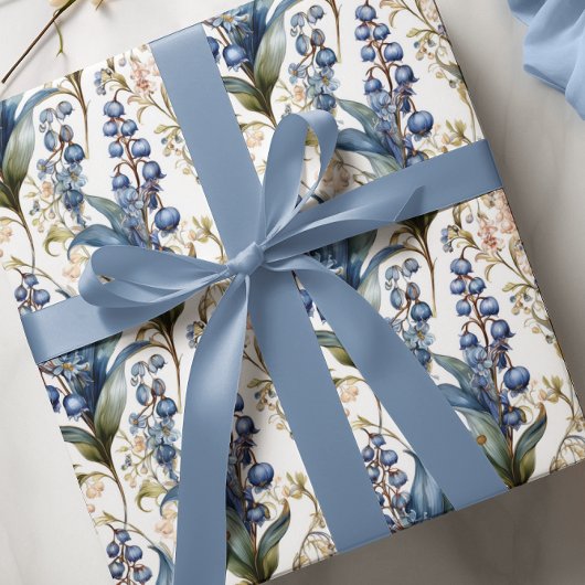 Papier Cadeau Lys de la vallée et Hawthorn modèle floral