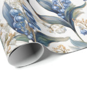 Papier Cadeau Lys de la vallée et Hawthorn modèle floral (Coin rond)