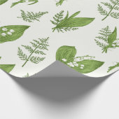 Papier Cadeau Lys de la Vallée Fleurs et Botanique Feuille (Coin)
