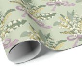Papier Cadeau Lys de la vallée Floral (Coin rond)