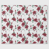 Papier Cadeau Lys de Noël rouges et blancs (Plat)