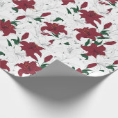 Papier Cadeau Lys de Noël rouges et blancs (Coin)