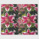 Papier Cadeau Lys roses fleurs tropicales roses rose (Plat)