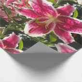 Papier Cadeau Lys roses fleurs tropicales roses rose (Coin)